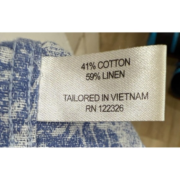 J Hilburn Custom Linen Shirt Denim Blue Tropical Print 3XL + See Measurements - Picture 6 of 6